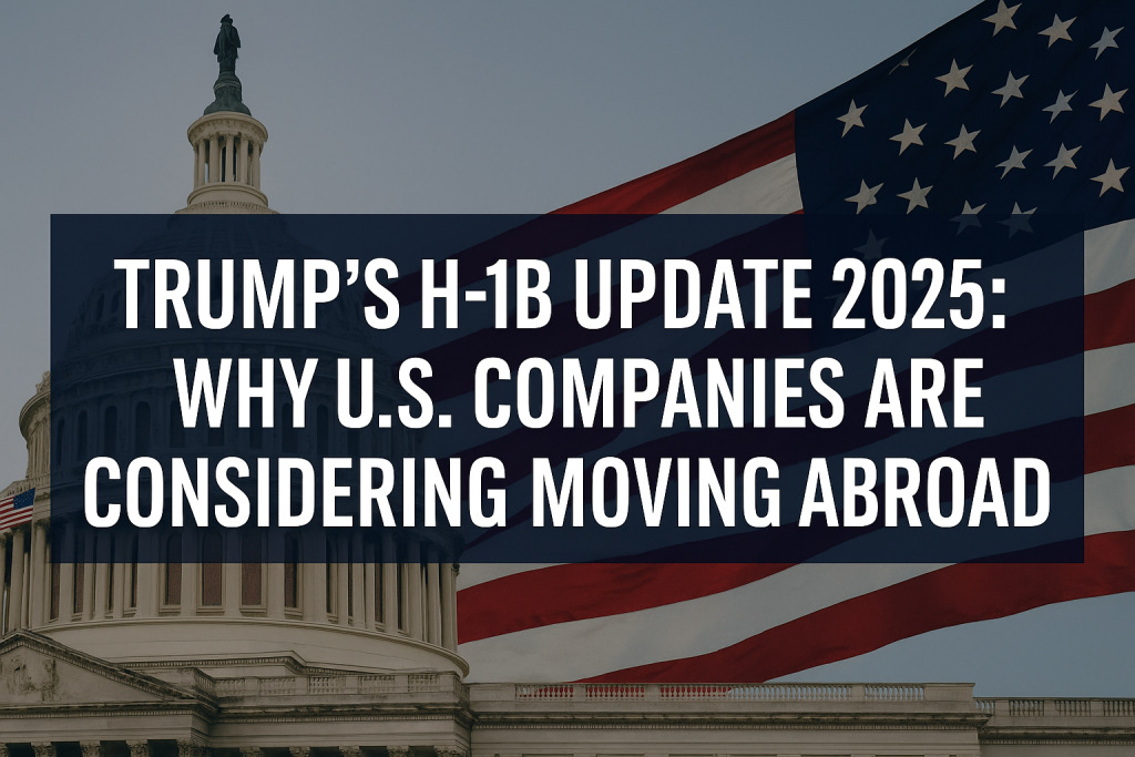 U.S. Capitol building with American flag overlay highlighting Trump’s H-1B update 2025 and $100,000 fee